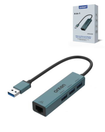 Onten 4in1 Ethernet Hub (3x USB 2.0 + Ethernet) (Only Ground Shipping)