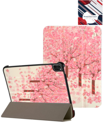 Old Style Notebook Design Case - PINK TREES for iPad Air 13 2024 / Pro 12.9 (3rd / 4th / 5th / 6th) (Only Ground Shipping)