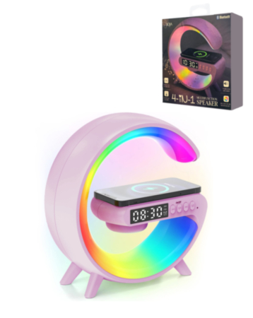 G Table Lamp & Fast Wireless Charging & Bluetooth Speakers (10W) PINK (Only Ground Shipping)