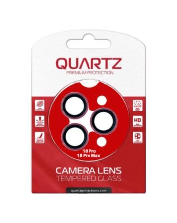 QUARTZ HD Tempered Glass with Metal Ring for iPhone 18 Pro / 18 Pro Max Back Camera (Burgundy)
