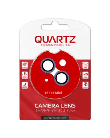 Stock up on the Quartz HD Tempered Glass in Blue for iPhone 13 and 13 Mini Back Camera with Glitter Diamond Camera Lens.