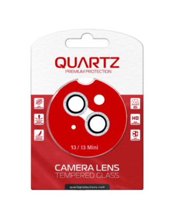 QUARTZ HD Tempered Glass with Glitter Diamond Camera Lens for iPhone 13 / 13 Mini Back Camera (WHITE)