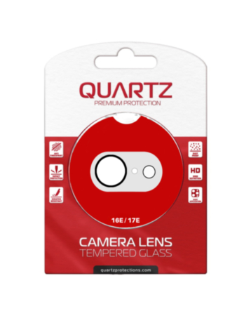 QUARTZ Back Camera Tempered Glass for iPhone 16e/ 17e (Clear & Black)