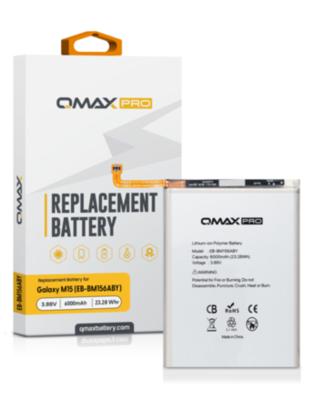 QMAX Pro Replacement Battery for Galaxy M15 (M156 / 2024) / M35 (M356 / 2024) (6000 mAh) (EB-BM156ABY) (Only Ground Shipping)