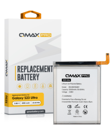 QMAX Pro Replacement Battery for Galaxy S23 Ultra (S918) (5000 mAh) (EB-BS918ABY) (Only Ground Shipping)