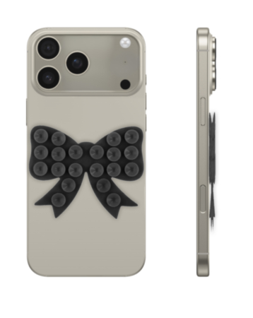Fashion Bow Beads Silicone Suction Cup Phone Holder - BLACK (Only Ground Shipping)