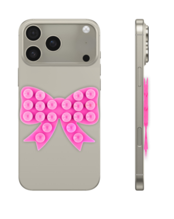 Fashion Bow Beads Silicone Suction Cup Phone Holder - HOT PINK (Only Ground Shipping)