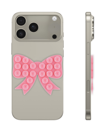 Fashion Bow Beads Silicone Suction Cup Phone Holder - PINK (Only Ground Shipping)