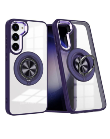Galaxy S23 Transparent Wireless Charging Case with Ring Holder - PURPLE (Only Ground Shipping)