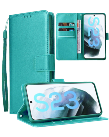 Galaxy S23 FE Leather Wallet Case with Card Slot - TEAL (Only Ground Shipping)