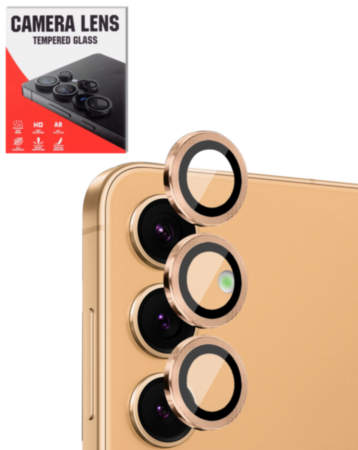 Camera Lens Protector with Metal Ring for Galaxy S24 (Sandstone Orange)