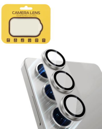 Metal Camera Lens Protector with Tempered Glass for Galaxy S24 (Marble Gray)