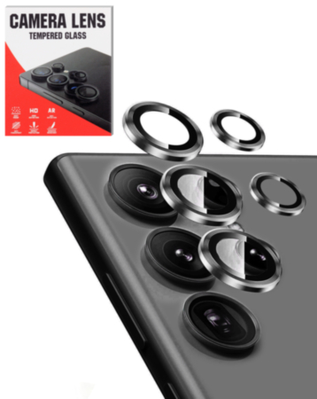 Camera Lens Protector with Metal Ring for Galaxy S24 Ultra (Titanium Black)