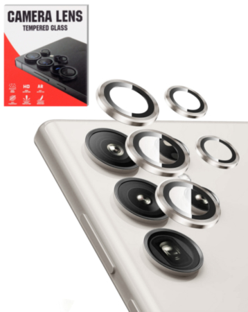 Camera Lens Protector with Metal Ring for Galaxy S24 Ultra (Titanium Gray)