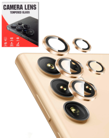 Camera Lens Protector with Metal Ring for Galaxy S24 Ultra (Titanium Orange)