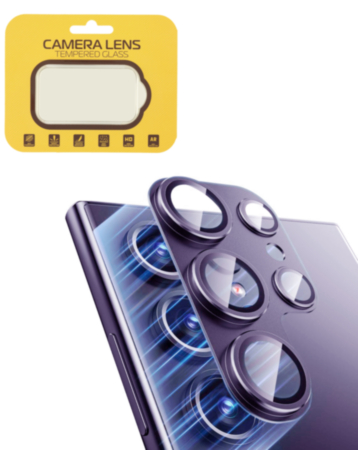 Metal Camera Lens Protector with Tempered Glass for Galaxy S24 Ultra (Titanium Violet)