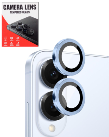 Camera Lens Protector with Metal Ring for Galaxy S25 Edge (Titanium Icy Blue)