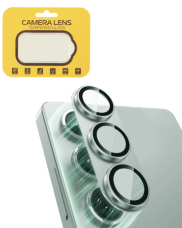 Metal Camera Lens Protector with Tempered Glass for Galaxy S25 Plus (Mint)