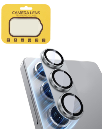 Metal Camera Lens Protector with Tempered Glass for Galaxy S25 Plus (Silver Shadow)
