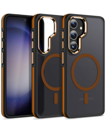 Slim Non-Slip Translucent Matte Wireless Charging Case - ORANGE for Galaxy S25 Plus (Only Ground Shipping)
