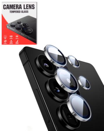 Camera Lens Protector with Metal Ring for Galaxy S25 Ultra (Titanium White Silver)