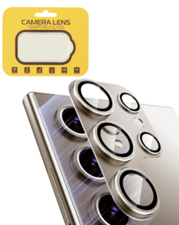 Metal Camera Lens Protector with Tempered Glass for Galaxy S25 Ultra (Titanium Gray)