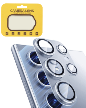 Metal Camera Lens Protector with Tempered Glass for Galaxy S25 Ultra (Titanium Silver Blue)