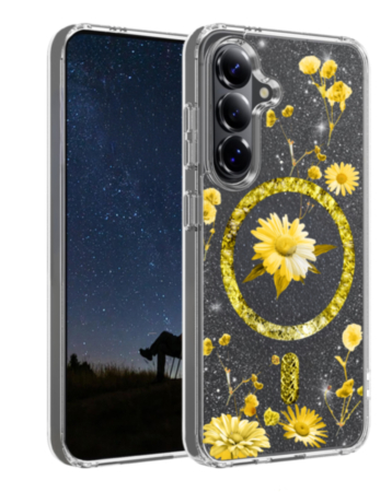 Galaxy S26 Floral Magnetic Case - GOLD (Only Ground Shipping)
