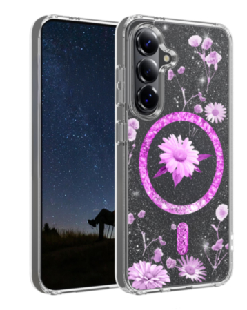 Galaxy S26 Floral Magnetic Case - HOT PINK (Only Ground Shipping)