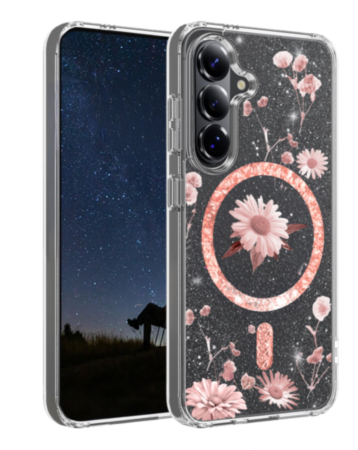 Galaxy S26 Floral Magnetic Case - LIGHT PINK (Only Ground Shipping)