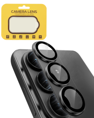 Metal Camera Lens Protector with Tempered Glass for Galaxy S26 (Black)