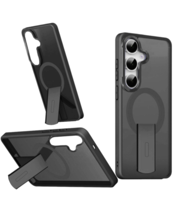 Slim Translucent Wireless Charging Case with Folding Stand (BLACK) for Galaxy S26 (Only Ground Shipping)