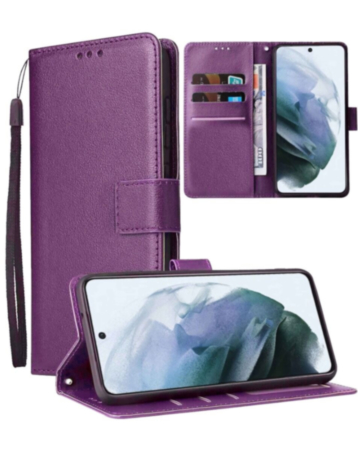 Leather Wallet Case with Card Slot - PURPLE for Galaxy S26 (Only Ground Shipping)