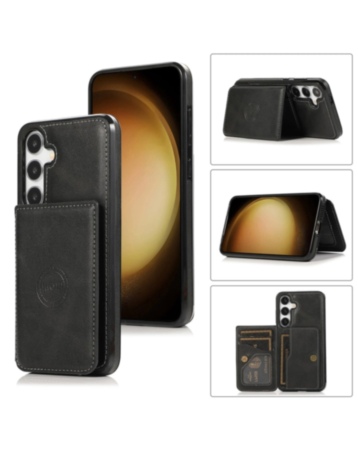 Galaxy S26 Leather Pocket Wallet Case - BLACK (Only Ground Shipping)