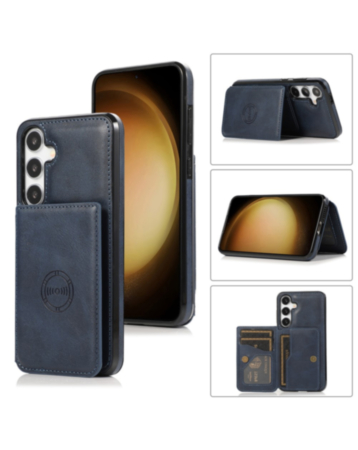 Galaxy S26 Leather Pocket Wallet Case - BLUE (Only Ground Shipping)