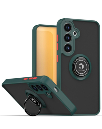 Hard PC Rear Colorful Border Case with Ring Holder (DARK GREEN) for Galaxy S26 (Only Ground Shipping)