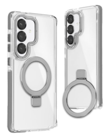 Galaxy S26 Thin Magnetic Clear Case with Camera Stand Kickstand - GRAY (Only Ground Shipping)