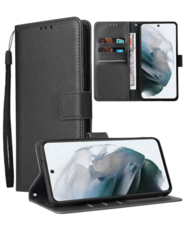 Leather Wallet Case with Card Slot (BLACK) for Galaxy S26FE (Only Ground Shipping)
