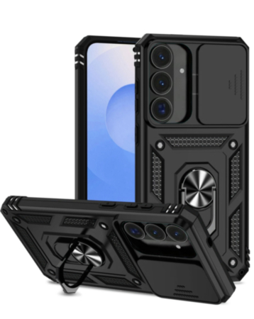Dual Layers Hybrid Case with Metal Ring And Camera Protector for Galaxy S26FE (BLACK) (Only Ground Shipping)