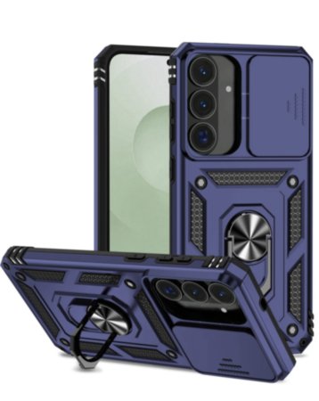 Dual Layers Hybrid Case with Metal Ring And Camera Protector for Galaxy S26FE (BLUE) (Only Ground Shipping)