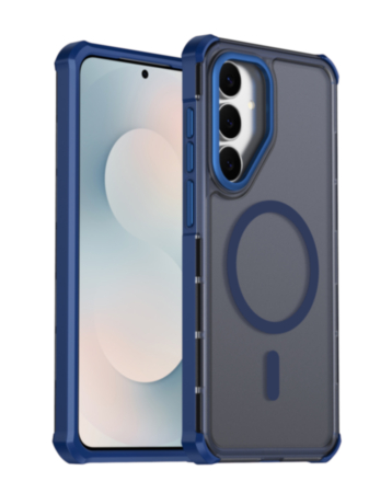 Dual Layer Electroplated Border Wireless Charging Case for Galaxy S26FE (BLUE) (Only Ground Shipping)