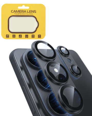 Metal Camera Lens Protector with Tempered Glass for Galaxy S26 Ultra (Black)