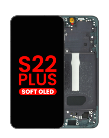 OLED Assembly with Frame for Galaxy S22 Plus (S906) (Phantom Black) (Aftermarket Plus Soft)
