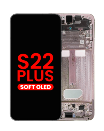Order the OLED Assembly with Frame for the Galaxy S22 Plus S906 in Pink Gold, aftermarket OLED.
