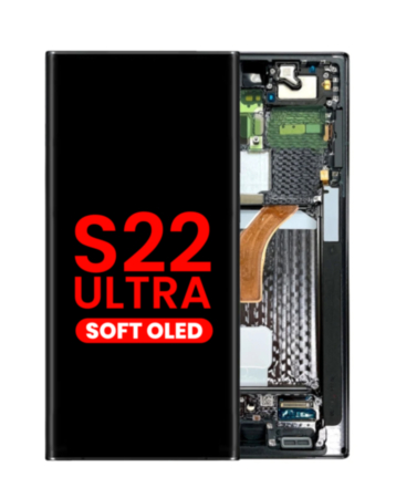 OLED Assembly with Frame for Galaxy S22 Ultra (S908) (Phantom Black) (Aftermarket Plus Soft)