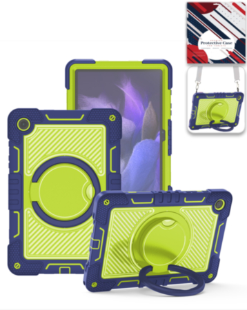 Multi-Functional Rugged Swivel Stand Case with Shoulder Strap (NAVY BLUE) for Galaxy Tab A9 Plus / Tab A11 Plus (Only Ground Shipping)