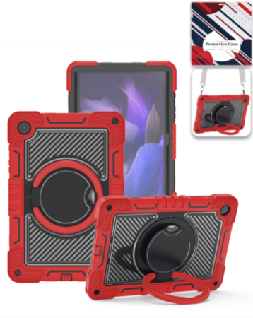 Multi-Functional Rugged Swivel Stand Case with Shoulder Strap (RED) for Galaxy Tab A9 Plus / Tab A11 Plus (Only Ground Shipping)