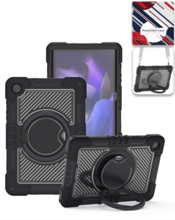 Multi-Functional Rugged Swivel Stand Case with Shoulder Strap (BLACK) for Galaxy Tab A9 Plus / Tab A11 Plus (Only Ground Shipping)
