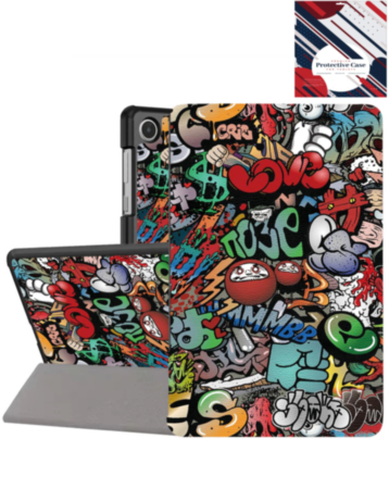 Old Style Notebook Design Case - Graffiti for Galaxy Tab A9 Plus 2023 (11") / Tab A11 Plus 2025 (11") (Only Ground Shipping)