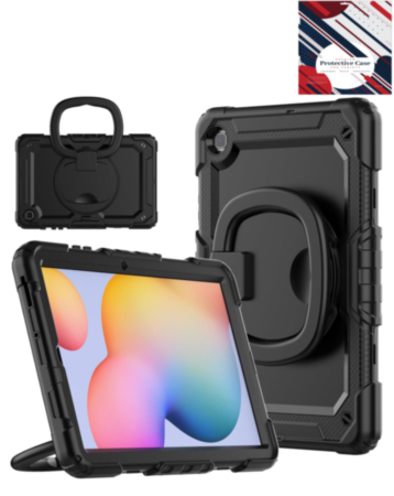 Silicone Cas with 360 Folding Handle Grip for Galaxy Tab S6 lite 10.4" - BLACK (Only Ground Shipping)